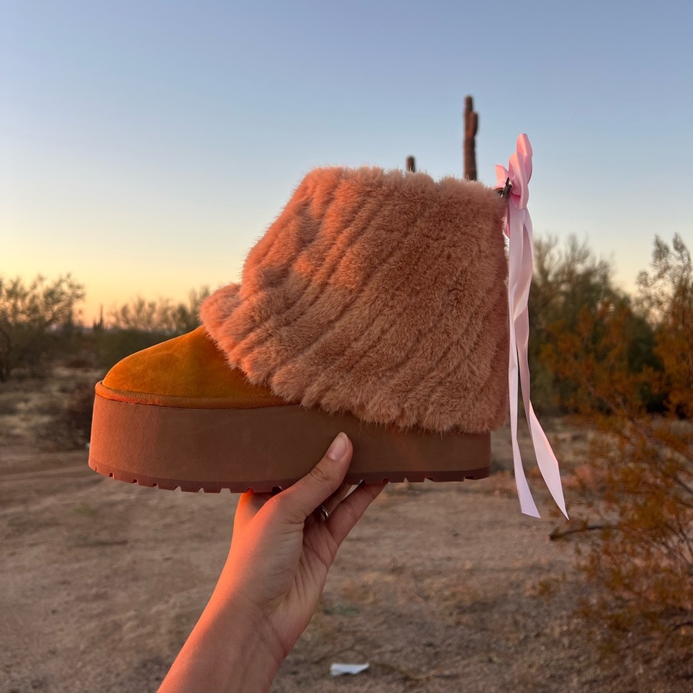 Mini Sherpa Faux Fur Fold Over Platform Winter Boots